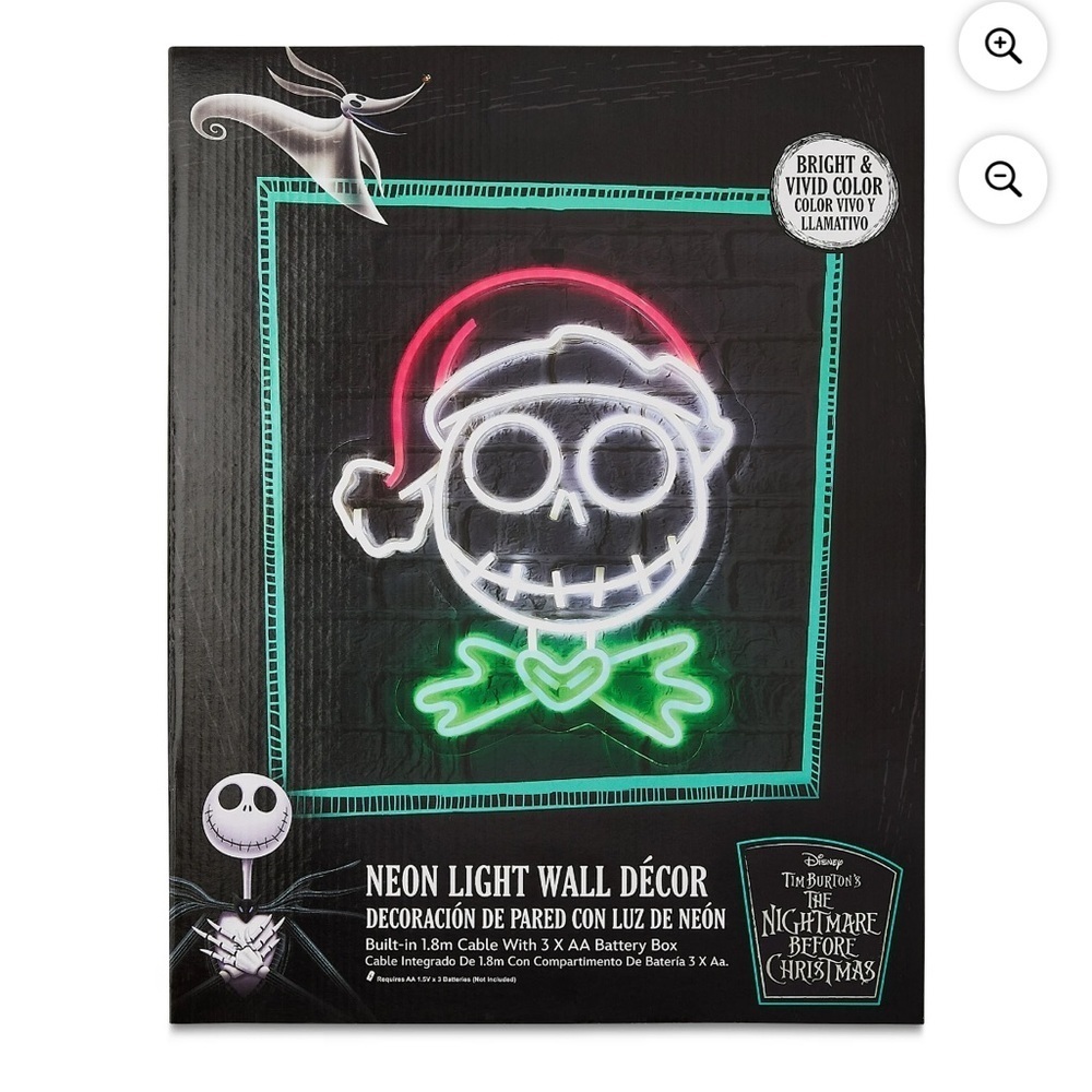Disney Jack Skellington Neon Light Window Fixture NEW Santa Hat Christmas